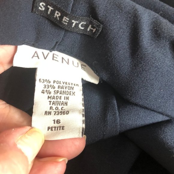 AVENUE Navy Side Zip Career Dress Stretch Pants 16 Petite - Picture 6 of 9